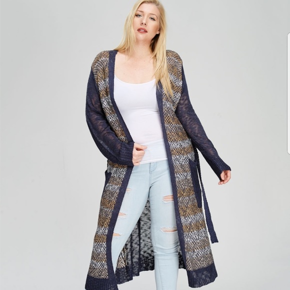 MODA ME COUTURE Sweaters - SWEATER PLUS CURVE CURVY CARDIGAN Long Sleeve